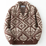 Cowichan-style Geometric Aztec jacquard knit sweater