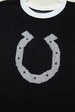 Horse Shoe Pattern Short Sleeve Sweater