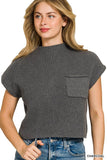 Mock Neck Short Sleeve Cropped Sweater