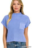 Mock Neck Short Sleeve Cropped Sweater