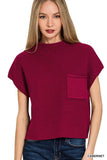 Mock Neck Short Sleeve Cropped Sweater