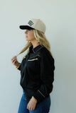 Black Satin Pearl Snap LS