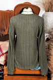 Leopard Crochet Patchwork Rib Textured Knit Top