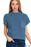 Mock Neck Short Sleeve Cropped Sweater