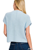 Mock Neck Short Sleeve Cropped Sweater