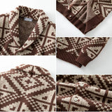 Cowichan-style Geometric Aztec jacquard knit sweater