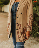 Khaki Bucking Horse Long Suede Blazer