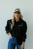Black Satin Pearl Snap LS