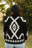 Black Ivory Aztec Knit Long Sleeve Sweater Cardigan