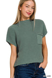 Mock Neck Short Sleeve Cropped Sweater