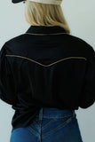 Black Satin Pearl Snap LS