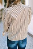Bubble Check Textured Khaki Stripe Top