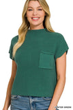 Mock Neck Short Sleeve Cropped Sweater