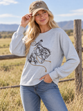 BRONC RIDER GRAPHIC STRIPED SWEATSHIRT