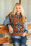 Brown Turquoise Aztec Knit Vest