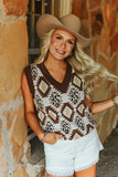 Cream Aztec Leopard Knit Vest