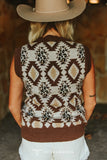 Cream Aztec Leopard Knit Vest