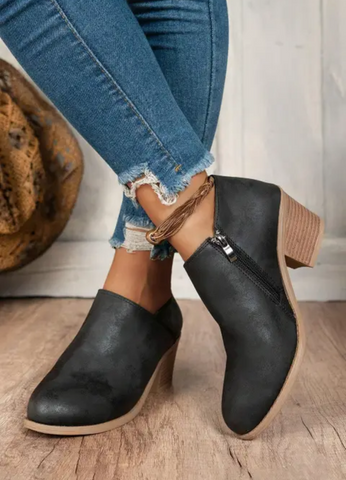 Black Tulip Opening Suede Booties