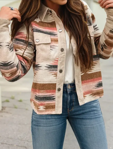Western Striped Patchwork Shacket