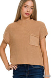 Mock Neck Short Sleeve Cropped Sweater