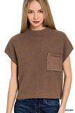 Mock Neck Short Sleeve Cropped Sweater