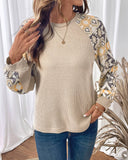 Knit Top with Boho Print Long Sleeves