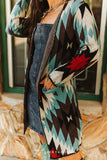Turquoise Multi Aztec Knitted Cardigan Sweater
