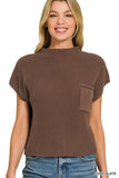 Mock Neck Short Sleeve Cropped Sweater