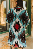 Turquoise Multi Aztec Knitted Cardigan Sweater