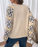 Knit Top with Boho Print Long Sleeves