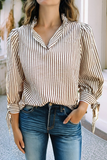 Bubble Check Textured Khaki Stripe Top