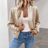Thin cropped bomber jacket