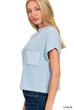 Mock Neck Short Sleeve Cropped Sweater