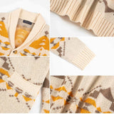 Vintage Western Aztec jacquard shawl-collar knit cardigan