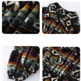 Buttoned Ethnic Print Long-Sleeved Cropped Jacket