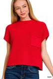 Mock Neck Short Sleeve Cropped Sweater