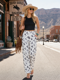 DARIA BUCKING HORSES PRINT ELASTIC WAIST PANTS