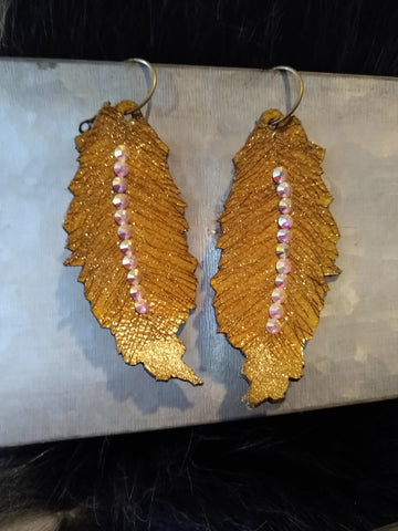 Bronze Large Feather Earrings