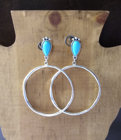 Large Silver Hammored Hoop Earrings