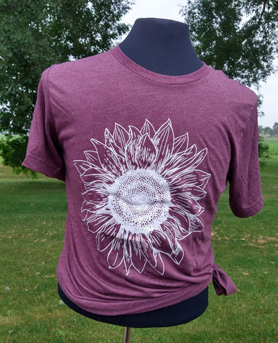 White Sunflower Outline Tee